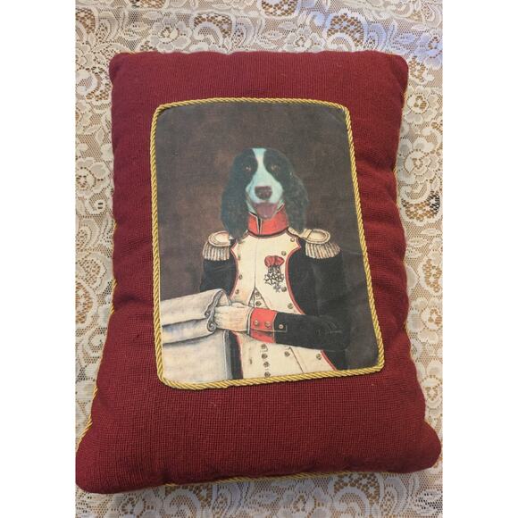 Vintage Exposures Spaniels Wool Decorative Pillows (2), Black & Red w/Gold Trim - Picture 3 of 6